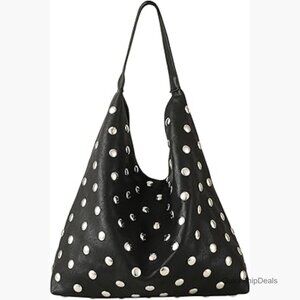Studded Hobo Purse Vegan Leather Tote Bag Punk Shoulder Handbag
